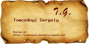 Tomcsányi Gergely névjegykártya
